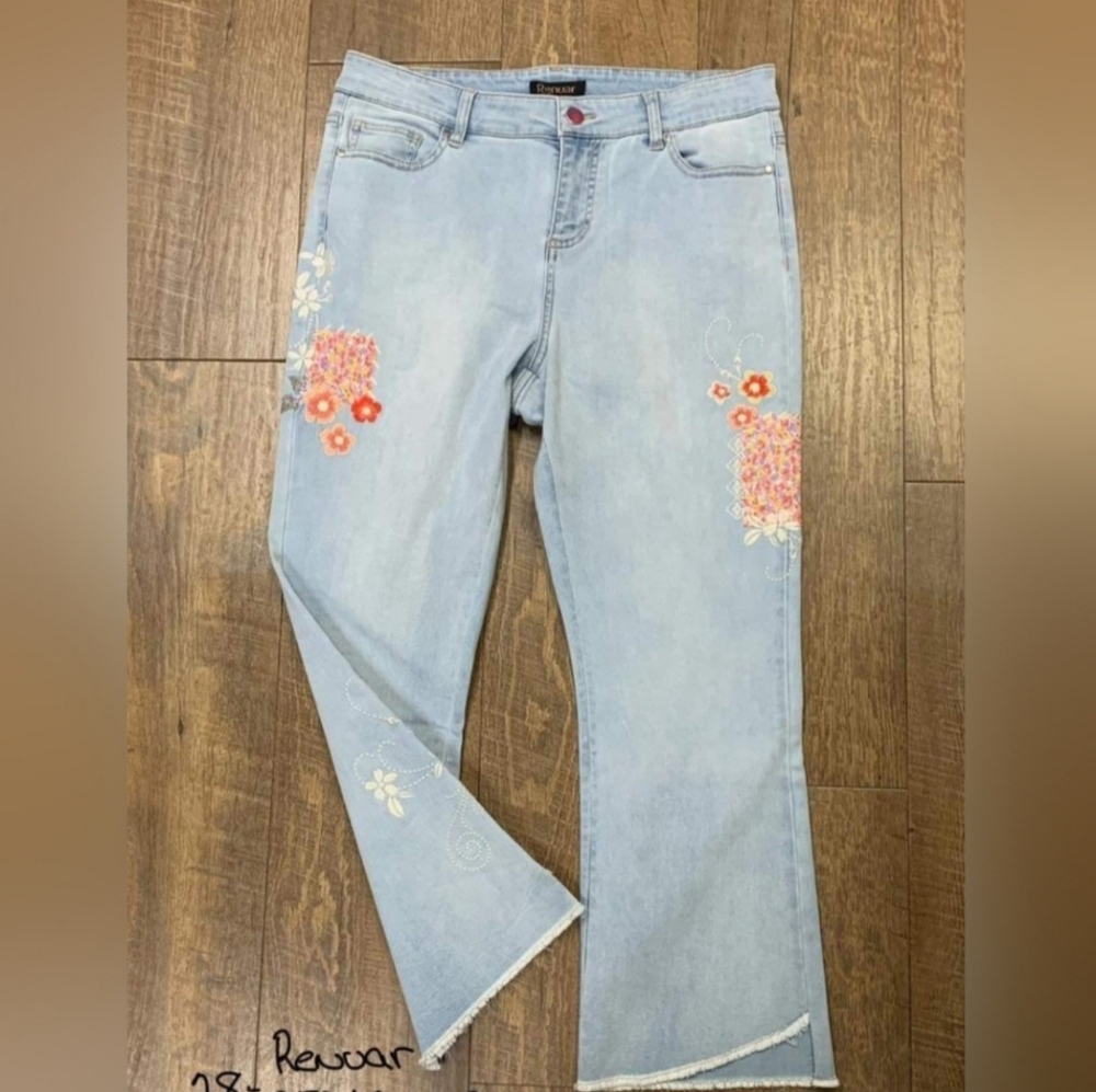 Embroidered Light Blue Jeans